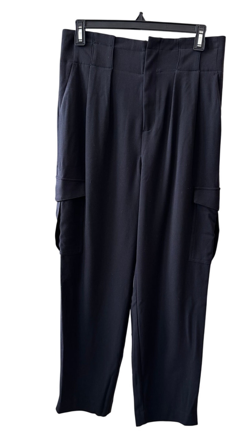 Nicole Miller Women's Black High Rise Polyester Cargo Pants Size 8